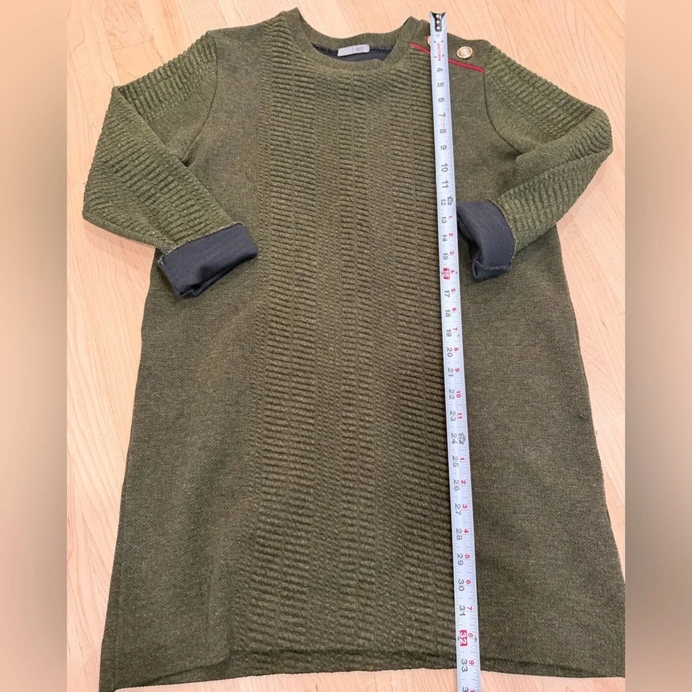 zara green knitted dress LACE KNIT MIDI DRESS - Green